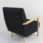 Πολυθρόνα  GREVILLEA Μαύρο/Φυσικό Ύφασμα/Ξύλο 82x70.5x85cm