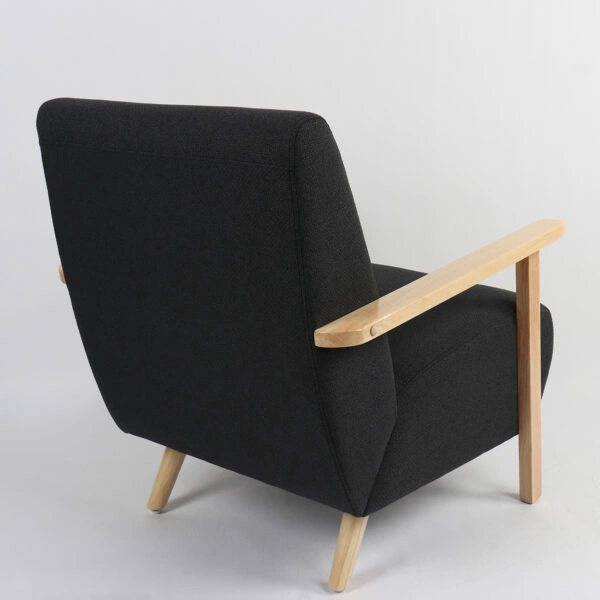 Πολυθρόνα  GREVILLEA Μαύρο/Φυσικό Ύφασμα/Ξύλο 82x70.5x85cm