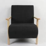 Πολυθρόνα  GREVILLEA Μαύρο/Φυσικό Ύφασμα/Ξύλο 82x70.5x85cm