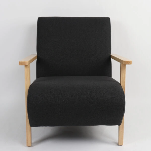 Πολυθρόνα  GREVILLEA Μαύρο/Φυσικό Ύφασμα/Ξύλο 82x70.5x85cm