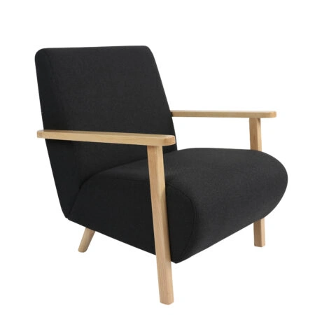 Πολυθρόνα  GREVILLEA Μαύρο/Φυσικό Ύφασμα/Ξύλο 82x70.5x85cm