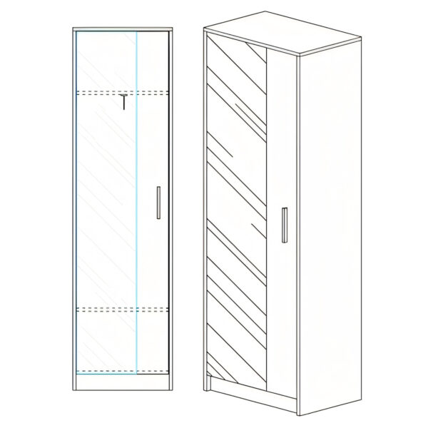 Ντουλάπα SOLFRID Με Καθρέπτη Φυσικό Μοριοσανίδα 48x40x180cm