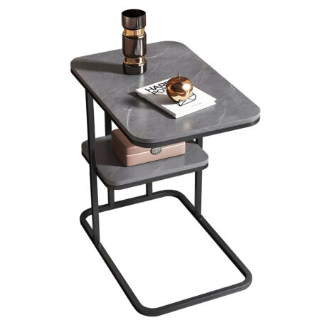 Τραπεζάκι Βοηθητικό ALAZANI Γκρι Με Όψη Μαρμάρου MDF/Μέταλλο 50x30x58cm