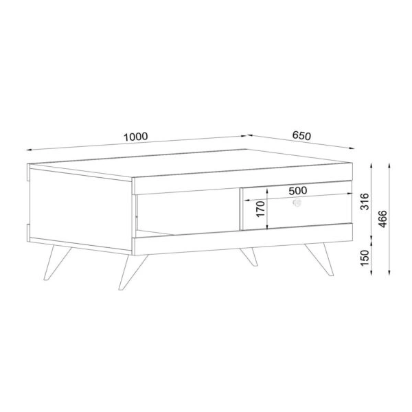 Τραπεζάκι Σαλονιού  Hios Λευκό-Σκούρο Καφέ 100x65x47cm