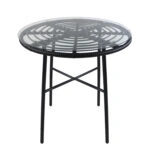 Τραπέζι Κήπου  APPIUS Μαύρο Μέταλλο/Rattan/Γυαλί 70x70x74cm
