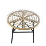 Τραπέζι Κήπου  ARELLIUS Φυσικό/Μαύρο Μέταλλο/Rattan/Γυαλί 45x45x46cm