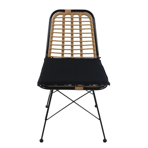 Καρέκλα Κήπου ATILIUS Φυσικό/Μαύρο Μέταλλο/Rattan 46x59x83cm