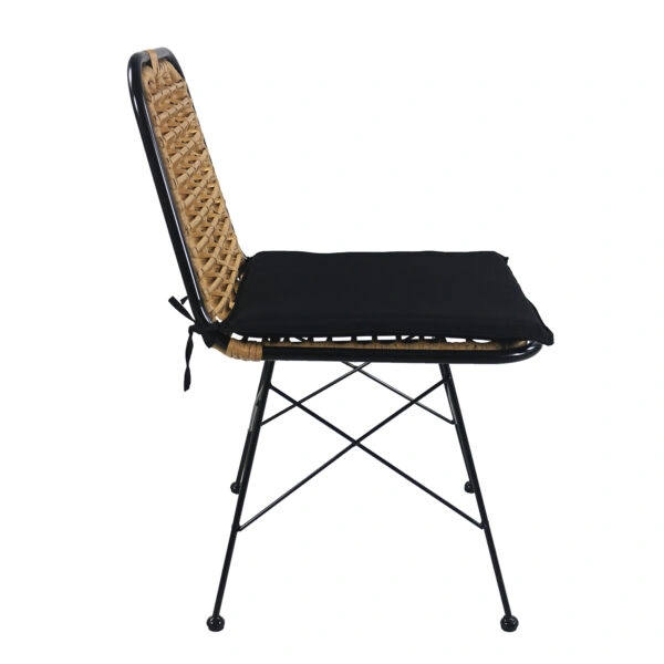 Καρέκλα Κήπου ATILIUS Φυσικό/Μαύρο Μέταλλο/Rattan 46x59x83cm
