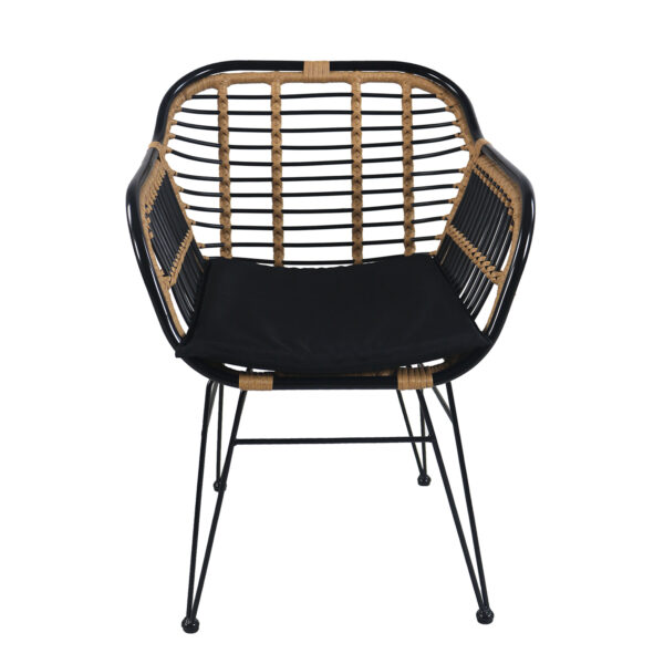 Καρέκλα Κήπου  ATINIUS Φυσικό/Μαύρο Μέταλλο/Rattan 58x62x82cm