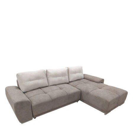 Καναπές Κρεβάτι Γωνιακός Δεξιά Γωνία AMARILLO Σοκολά Με Ανοιχτό Γκρι Μαξιλάρια 270x181x89cm