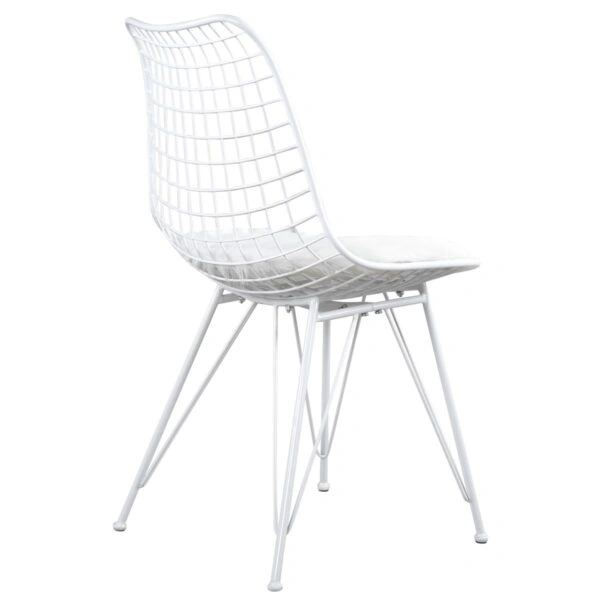 Καρέκλα Μεταλλική  FAGUS Με Μαξιλάρι Λευκό 49x58x83.5cm