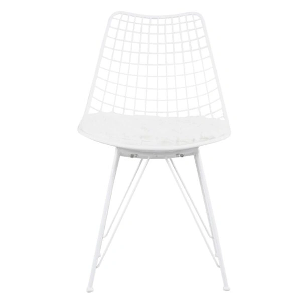 Καρέκλα Μεταλλική  FAGUS Με Μαξιλάρι Λευκό 49x58x83.5cm