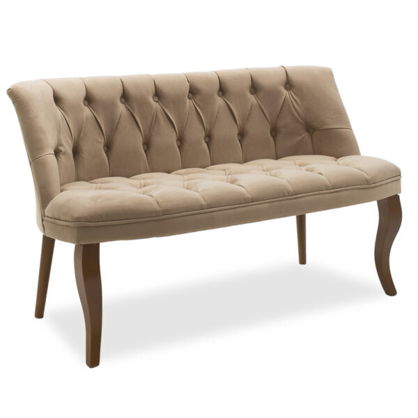 Καναπές Loreta  2θέσιος βελούδο μπεζ -καρυδί πόδια 118x55x78εκ