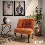 Πολυθρόνα Loreta βελούδο μπορντό με καρυδί πόδι 59x64x73εκ