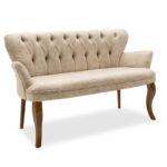 Καναπές Samara 2θέσιος βελούδο μπεζ με καρυδί πόδια 130x55x79εκ