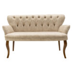 Καναπές Samara 2θέσιος βελούδο μπεζ με καρυδί πόδια 130x55x79εκ