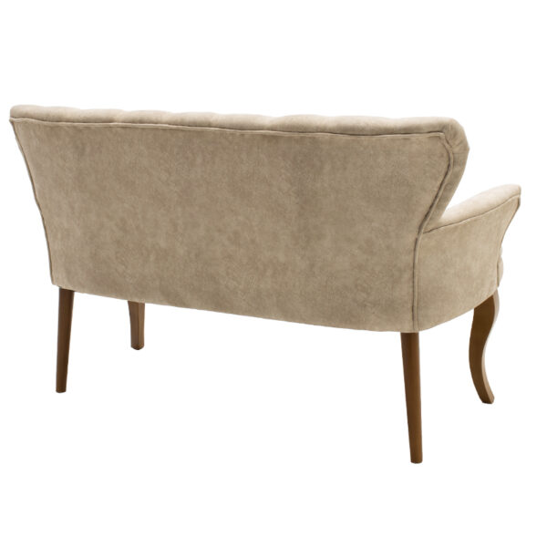 Καναπές Samara 2θέσιος βελούδο μπεζ με καρυδί πόδια 130x55x79εκ