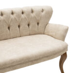 Καναπές Samara 2θέσιος βελούδο μπεζ με καρυδί πόδια 130x55x79εκ