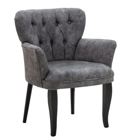 Πολυθρόνα Samara pakoworld βελούδο ανθρακί με μαύρα πόδια 54x71x79εκ