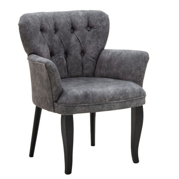 Πολυθρόνα Samara  βελούδο ανθρακί με μαύρα πόδια 54x71x79εκ