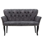 Καναπές Samara  2θέσιος βελούδο γκρι-ανθρακί με μαύρα ποδια 130x55x79εκ