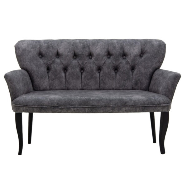 Καναπές Samara  2θέσιος βελούδο γκρι-ανθρακί με μαύρα ποδια 130x55x79εκ