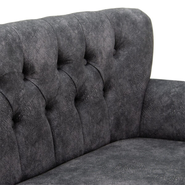 Καναπές Samara  2θέσιος βελούδο γκρι-ανθρακί με μαύρα ποδια 130x55x79εκ