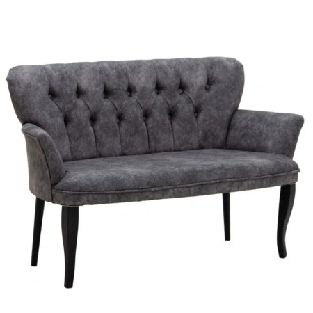 Καναπές Samara  2θέσιος βελούδο γκρι-ανθρακί με μαύρα ποδια 130x55x79εκ