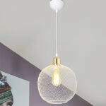 Φωτιστικό οροφής μονόφωτο PWL-0977 Ε27 λευκό-χρυσό Φ26x33εκ