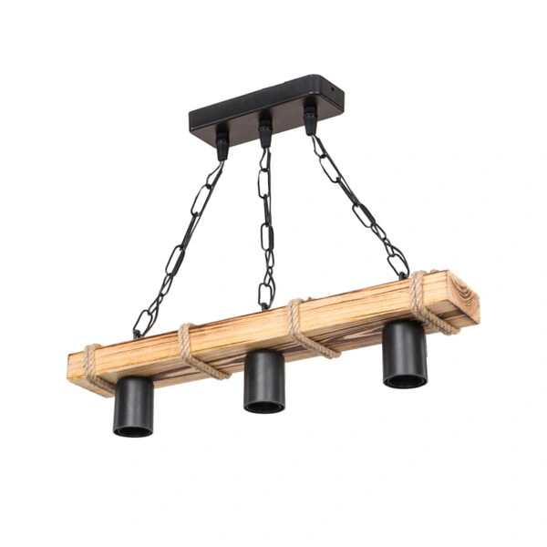 Φωτιστικό οροφής τρίφωτο PWL-1027 Ε27 φυσικό-μαύρο 48.5x10x47εκ