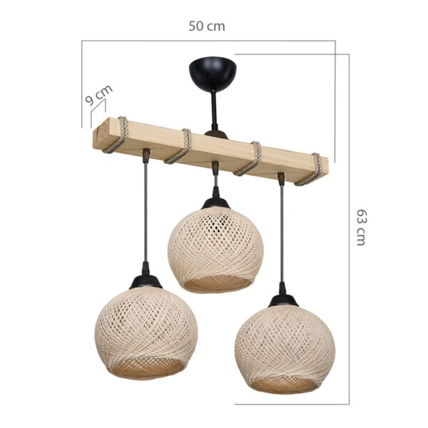 Φωτιστικό οροφής τρίφωτο Fiona  Ε27 κρεμ-φυσικό 50x20x63εκ