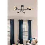 Φωτιστικό οροφής εξάφωτο PWL-1122 Ε27 μαύρο Φ61x25εκ