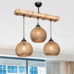 Φωτιστικό οροφής τρίφωτο Fiona  Ε27 καρυδί-μπεζ 50x20x63εκ