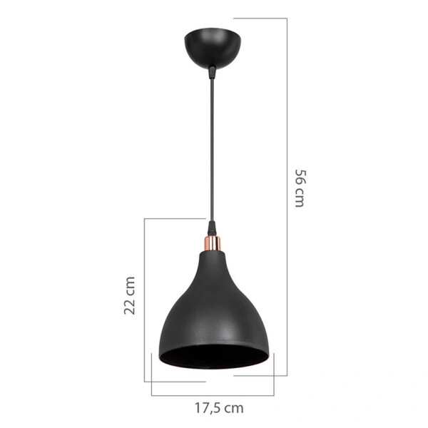 Φωτιστικό οροφής μονόφωτο Lofty  Ε27 μαύρο Φ18x22εκ