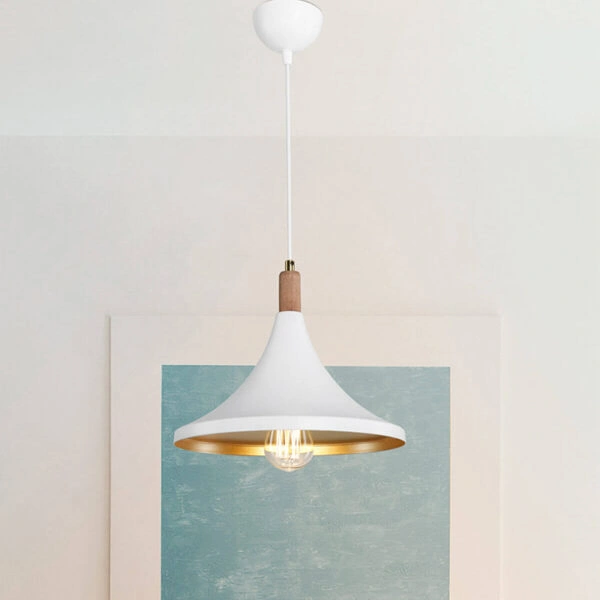 Φωτιστικό οροφής μονόφωτο Keen Ε27 λευκό-φυσικό Φ29.5x70εκ