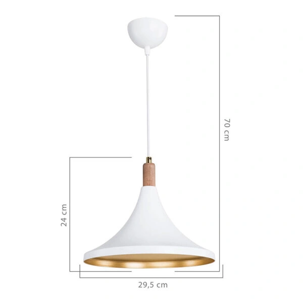 Φωτιστικό οροφής μονόφωτο Keen Ε27 λευκό-φυσικό Φ29.5x70εκ