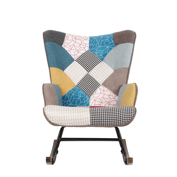 Πολυθρόνα Κουνιστή GERDA Patchwork Ύφασμα/Μέταλλο/Ξύλο 84x69x90cm