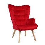 Πολυθρόνα  MARION Κόκκινο Βελούδο/Ξύλο 73x69x96cm