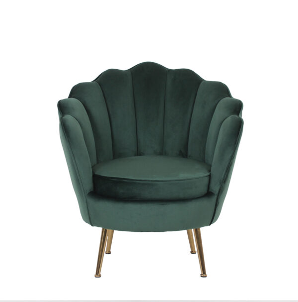 Πολυθρόνα FLORIAN Πράσινο Βελούδο/Μέταλλο/Ξύλο 74x80x75cm