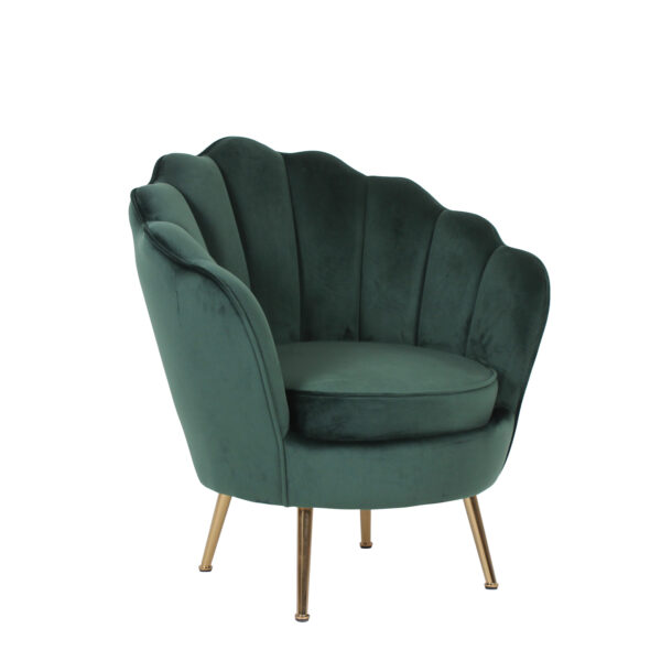 Πολυθρόνα FLORIAN Πράσινο Βελούδο/Μέταλλο/Ξύλο 74x80x75cm