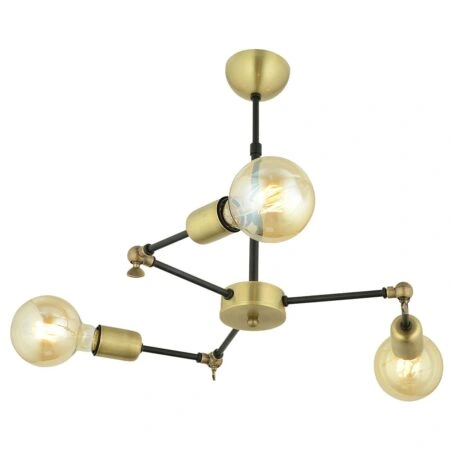 Φωτιστικό Κρεμαστό ISKE Τρίφωτο Αντικέ Μέταλλο 50x50cm