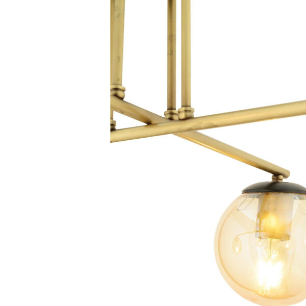 Φωτιστικό Κρεμαστό MAL Πολύφωτο Αντικέ/Μελί Μέταλλο/Γυαλί 65x36cm