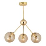 Φωτιστικό Κρεμαστό MEY Τρίφωτο Χρυσό/Μελί Μέταλλο/Γυαλί 54x60cm