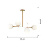 Φωτιστικό Κρεμαστό  ERIDANUS Τετράφωτο Χρυσό/Λευκό Μέταλλο/Γυαλί 85x67cm