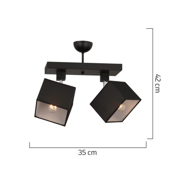 Φωτιστικό Κρεμαστό PICTOR Δίφωτο Μαύρο Μέταλλο 35x42cm