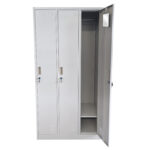 Ντουλάπα Τρίφυλλη EARWEN Ανοιχτό Γκρι Μέταλλο 90x45x185cm