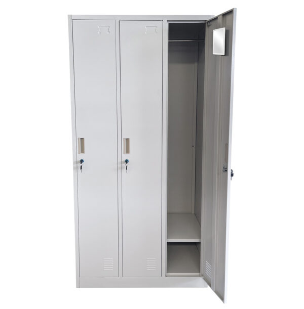 Ντουλάπα Τρίφυλλη EARWEN Ανοιχτό Γκρι Μέταλλο 90x45x185cm