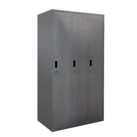 Ντουλάπα Τρίφυλλη EARWEN Σκούρο Γκρι Μέταλλο 90x45x185cm