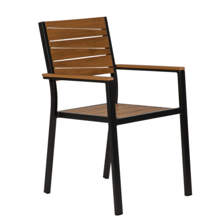 Πολυθρόνα Κήπου OUZOUD Γκρι/Καρυδί Αλουμίνιο/Ξύλο 57x57x84cm