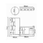 Έπιπλο Εισόδου  Με Καθρέπτη JEMILA Δρυς/Λευκό Μοριοσανίδα/Γυαλί 150x33x183cm